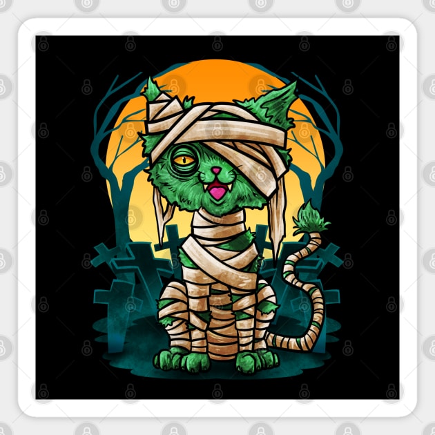 Halloween Cat Zombie Mummy Magnet by BDAZ